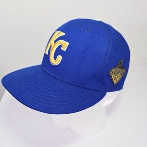 KANSAS CITY ROYALS 2015 WORLD CHAMPIONS GOLD 59Fifty NEW ERA FITTED HAT  7 3/8